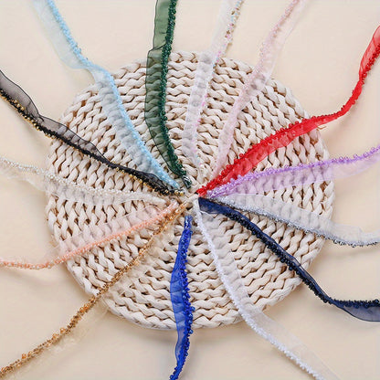 85cm 2cm Shiny Tiny Beads Lace Trim Ribbon