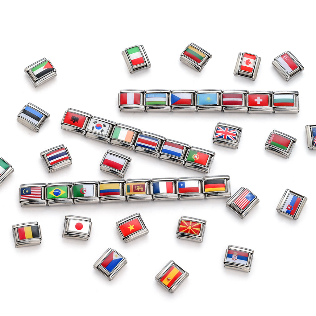 World Flag Alloy Bracelet Module