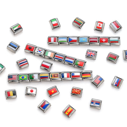 World Flag Alloy Bracelet Module