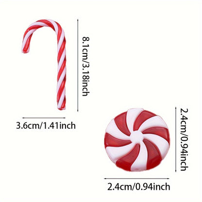 10PCS Christmas Acrylic Candy Cane Hanging Ornament Set
