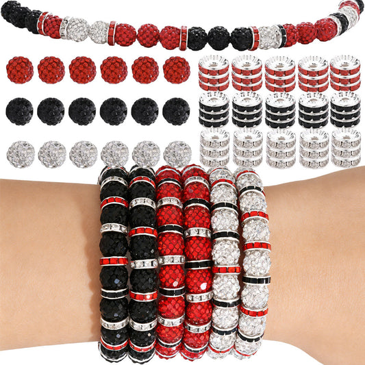 160PCS Red, Black & White Rhinestone Spacer Bead Set