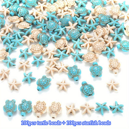 200pcs Turquoise Turtle Starfish Beads