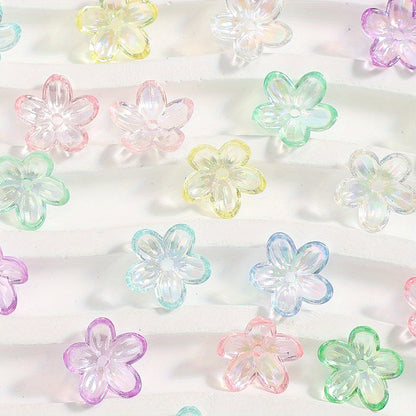 Clear Five-Petal Flower Acrylic Beads