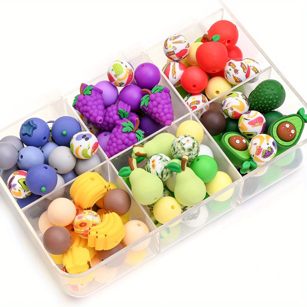 25pcs/set Fruit Theme Silicone Focal Beads