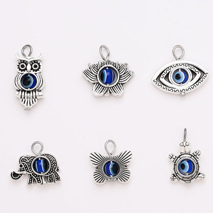 50PCS Vintage Evil Eye Alloy Pendant Set