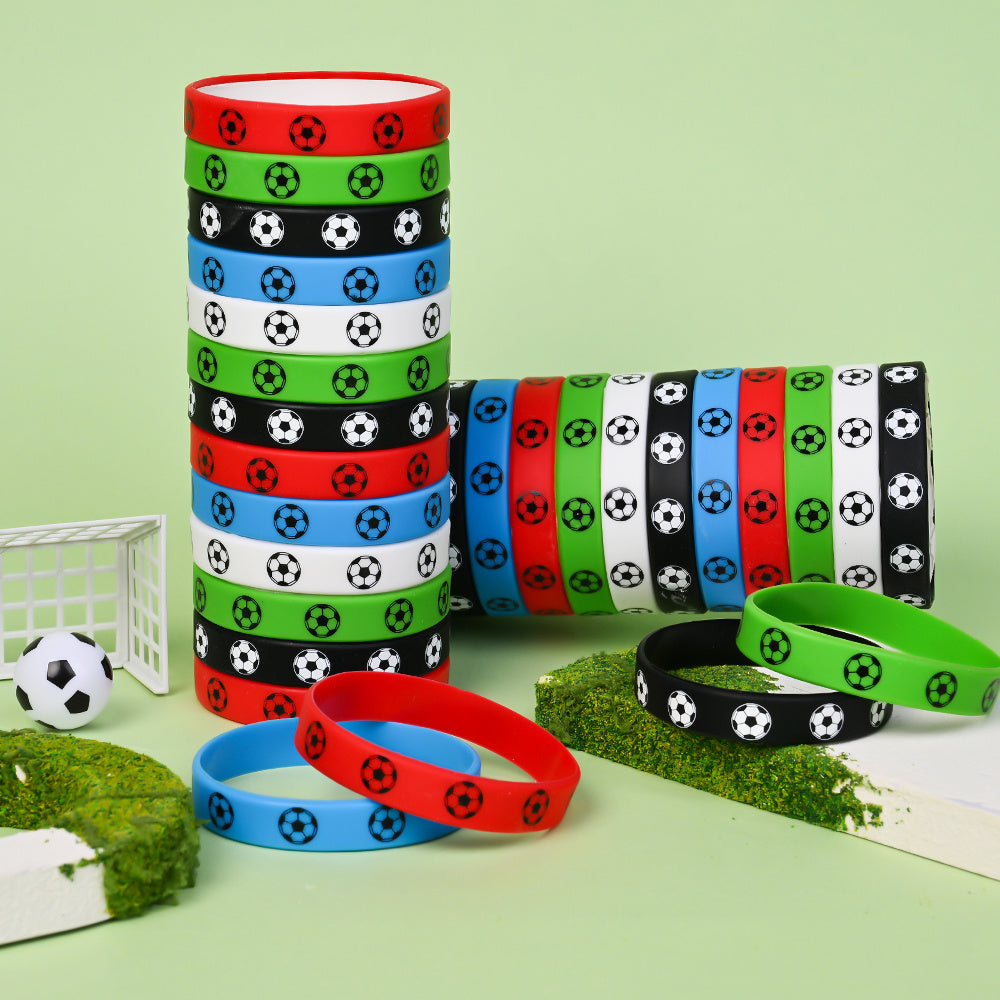 12/24PCS Football Theme Silicone Bracelet Set