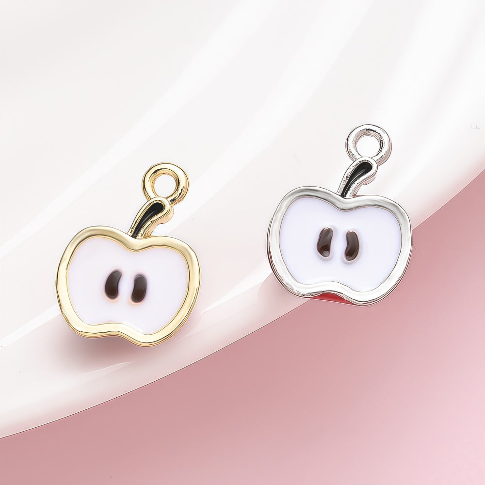 Gold Silver Apple Slice Alloy Pendants