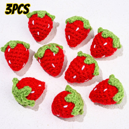 3-Piece Random Knitted Strawberry Charms