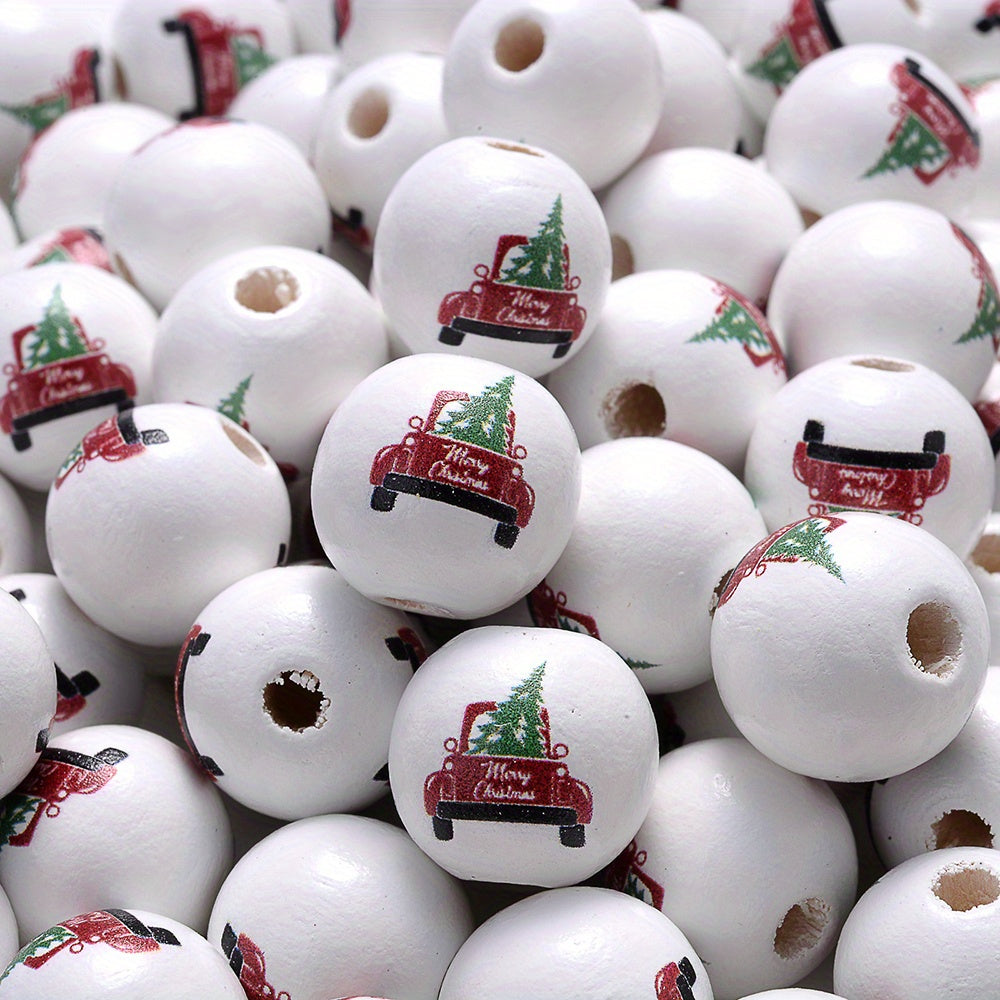 Christmas Wooden Santa & Tree Beads