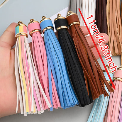 11 cm Rainbow PU Leather Tassel Charm Set