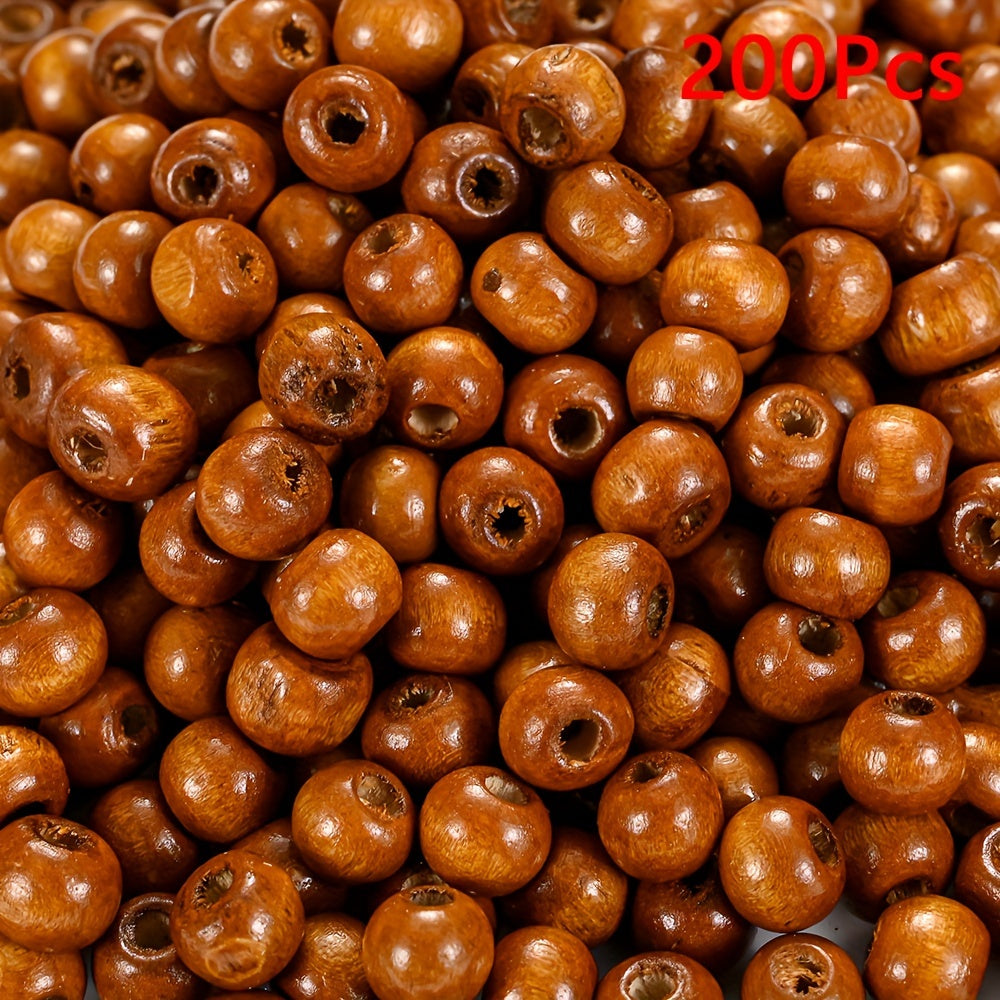 200PCS 5×6mm Rainbow Irregular Round Wood Beads