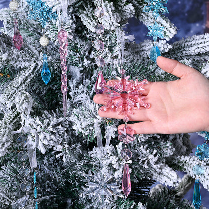 18-Piece Christmas Transparent Snowflake & Waterdrop Acrylic Pendants