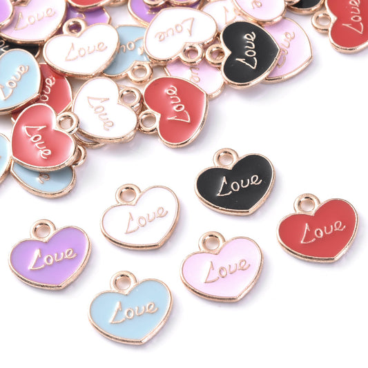 Love Letter Heart Enamel Charms
