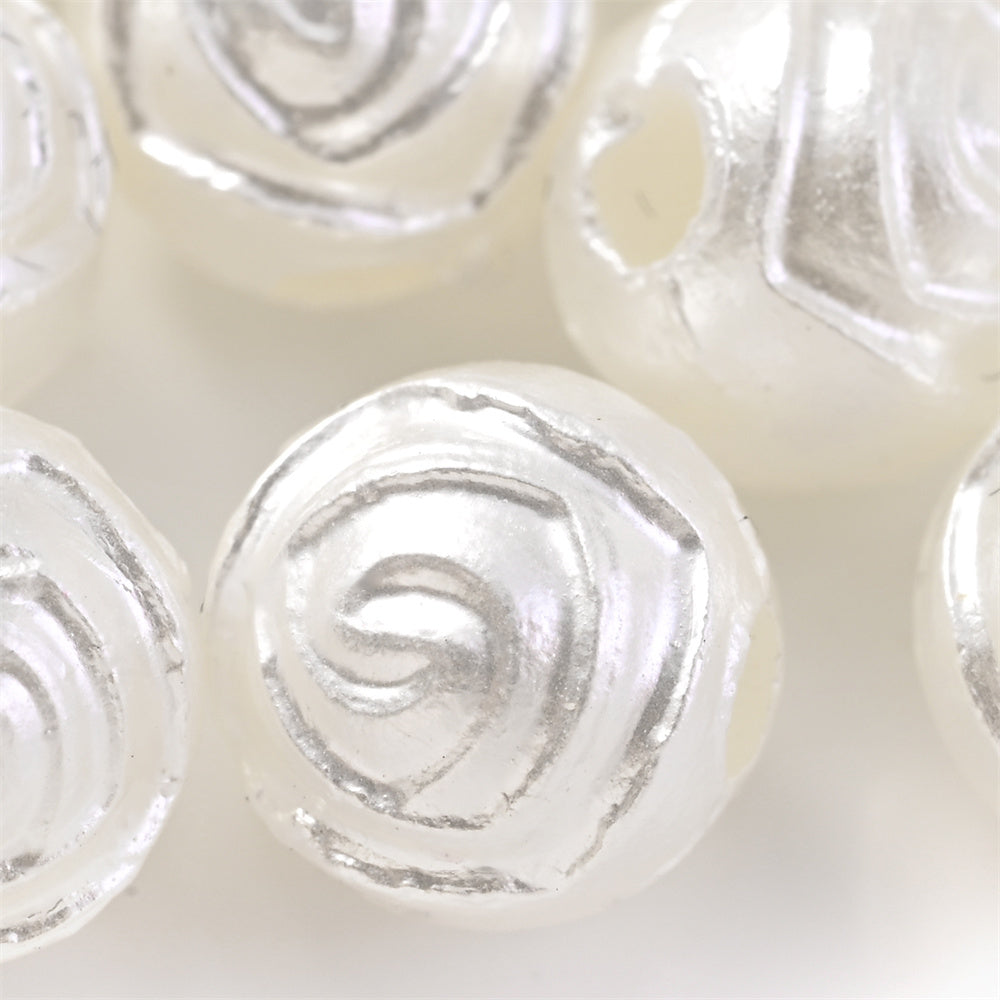 White Rose Acrylic Beads