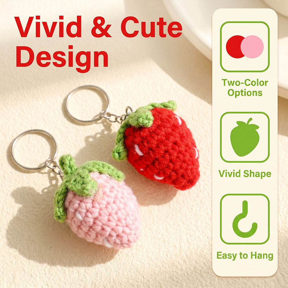 12PCS Hand-Crocheted Strawberry Charm Set