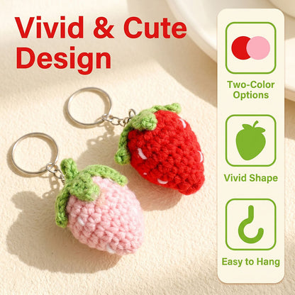 12PCS Hand-Crocheted Strawberry Charm Set