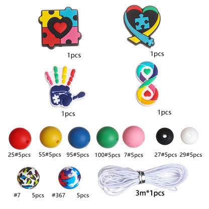 Mix Style Silicone Beads Set with Beading Pens