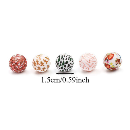5pcs 15mm Christmas Silicone Round Beads
