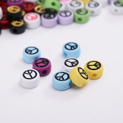 Black Peace Symbol Spacer Beads