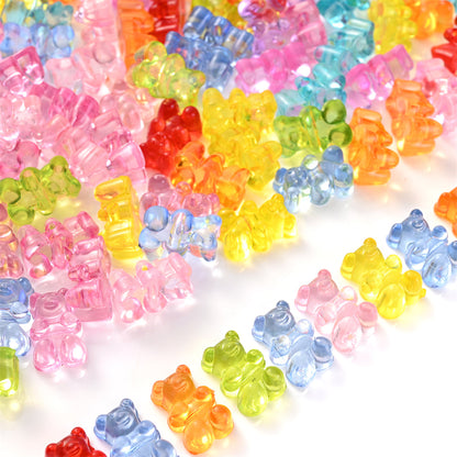 100PCS 12×8mm Transparent Soft Bear Acrylic Bead Set
