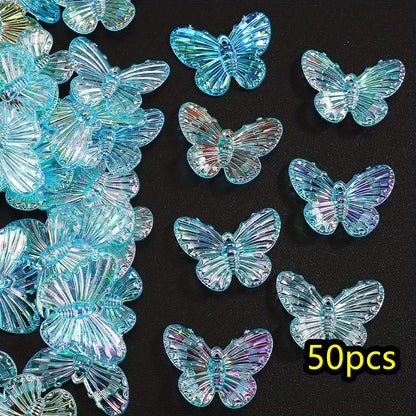 50pcs/set 22x29mm UV Color Butterfly Acrylic Beads