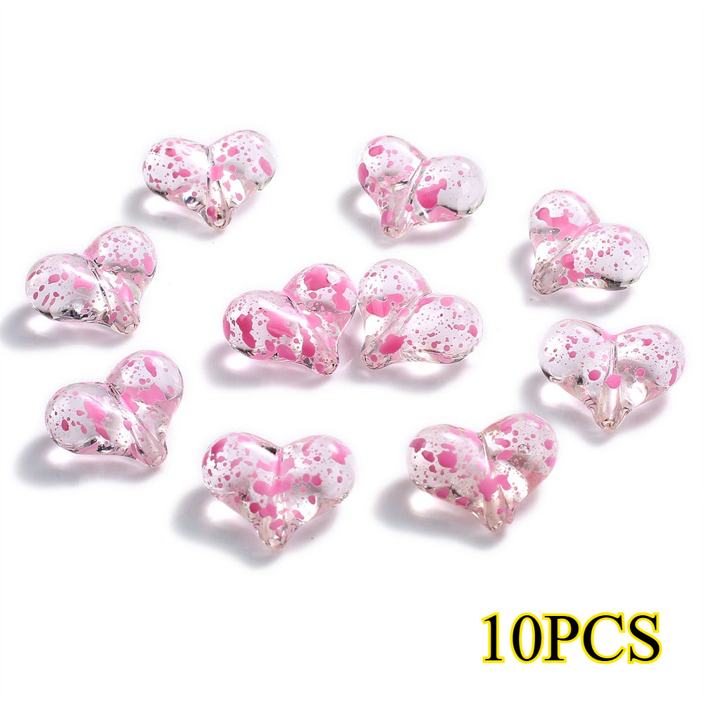 10pcs 17x21mm Starry Sky Heart Acrylic Beads