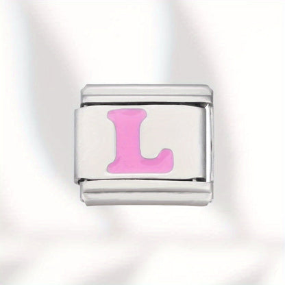 Pink Letter Stainless Steel Bead