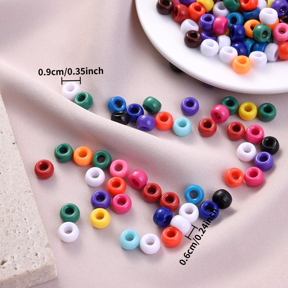 100pcs 6x9mm Braided Large Hole Acrylic Pony Beads