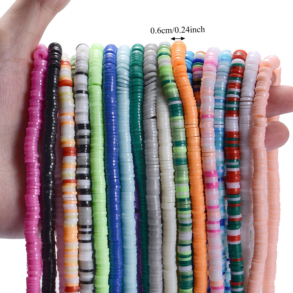 300pcs 6mm Green & Red Flat Disc Clay Beads