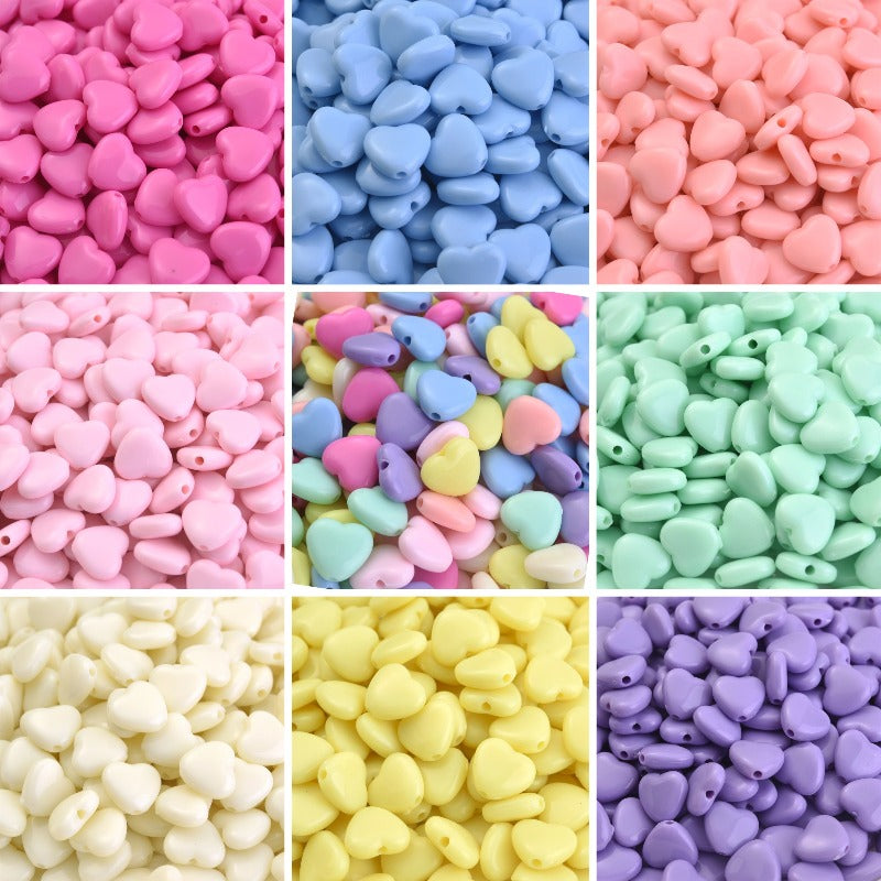 50pcs 12x11mm Heart-Shaped Acrylic Beads