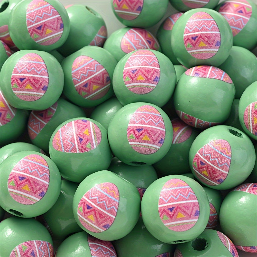 10PCS 16mm Easter-Themed Wooden Bead Set