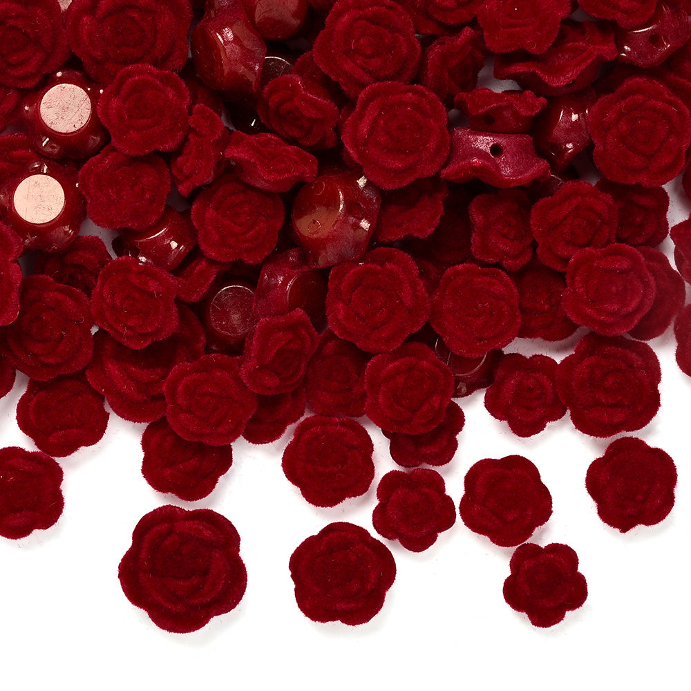 Red Flocking Rose Patches