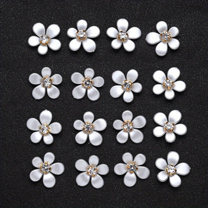 White Five-Petal Flower Acrylic Patch Beads