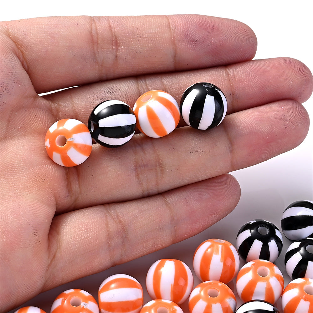 20pcs 12/16mm Acrylic Striped Halloween Beads
