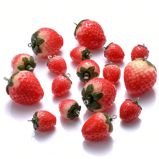 Red Strawberry Resin Charms