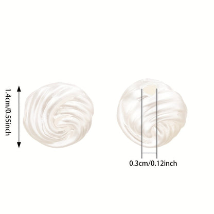 20PCS 14mm White Flower Roll Pattern Acrylic Bead Set