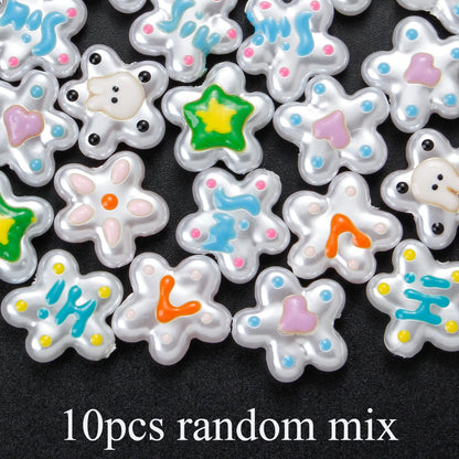 10PCS White Imitation Pearl Flower Acrylic Bead Set