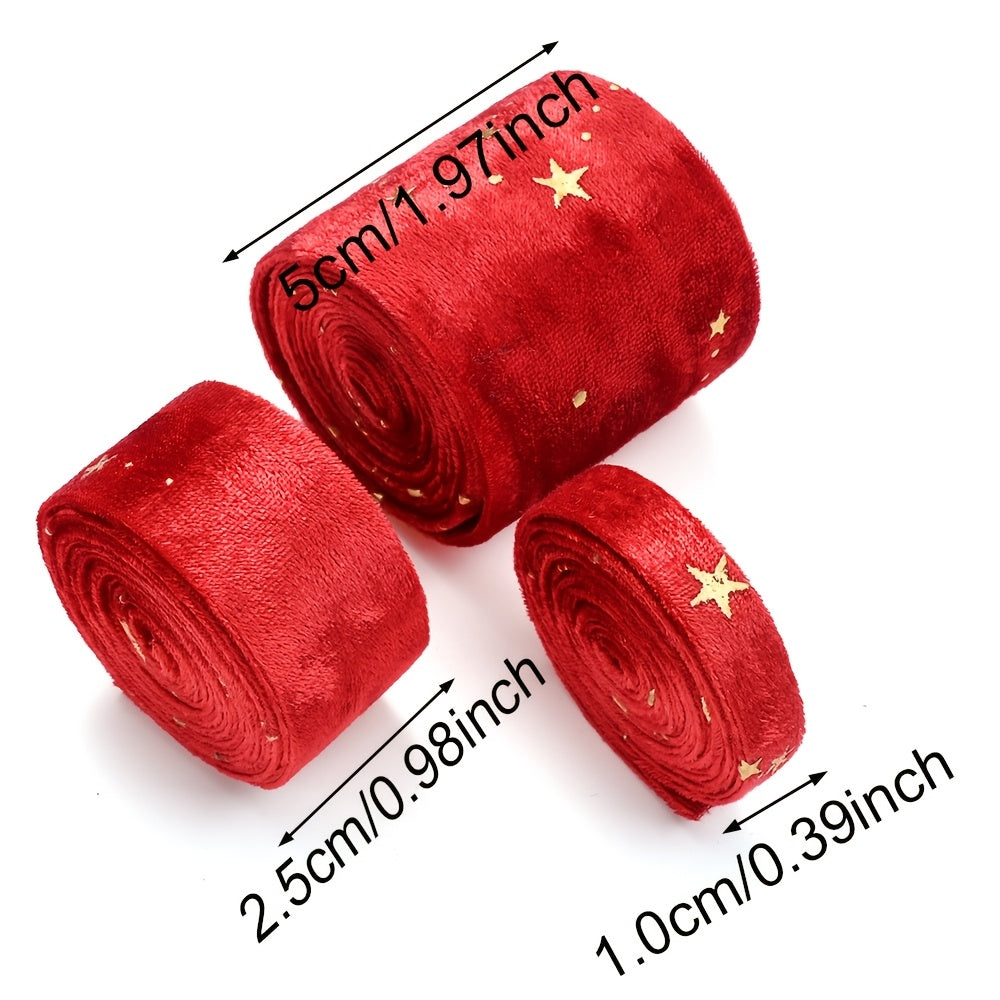1m 25mm Gold Star Velvet Double-Sided Ribbon