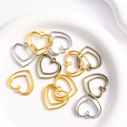 Double Heart Hollow Alloy Pendant Charms