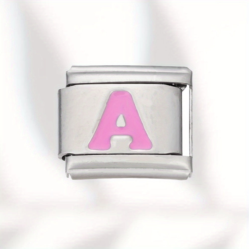 Pink Letter Stainless Steel Bead