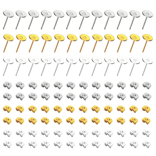48-Piece Gold & Silver Earring Stud & Back Set