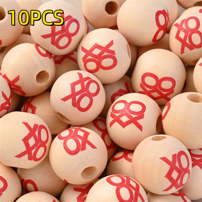 10pcs 16mm Valentine's Day Wooden Round Beads