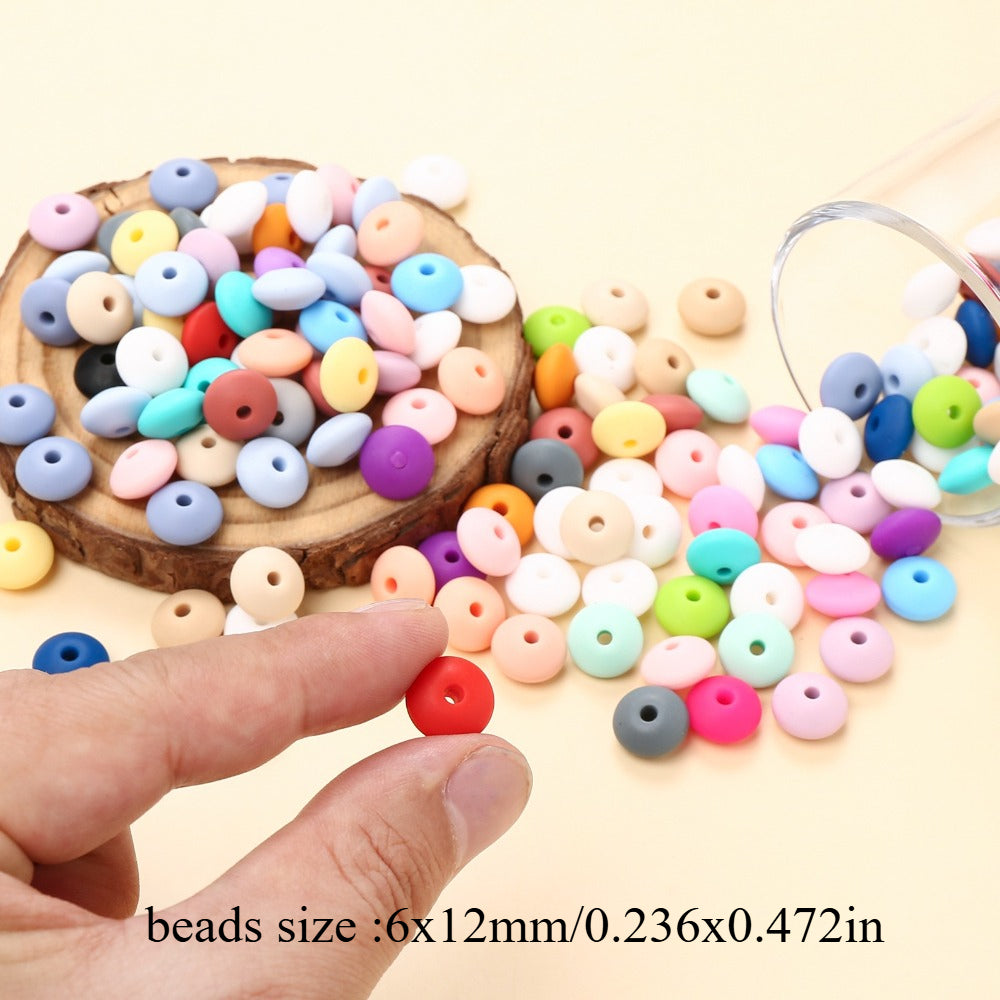 200pcs 6x12mm Mixed Color Abacus Silicone Beads