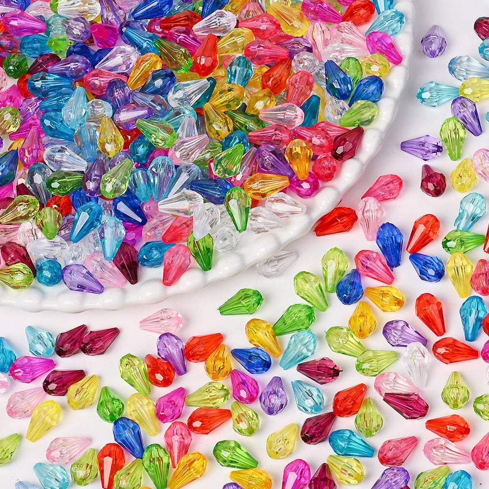 Faceted Waterdrop Acrylic Beads