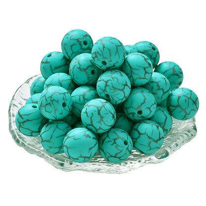 10pcs Crack Printed Silicone Spacer Beads