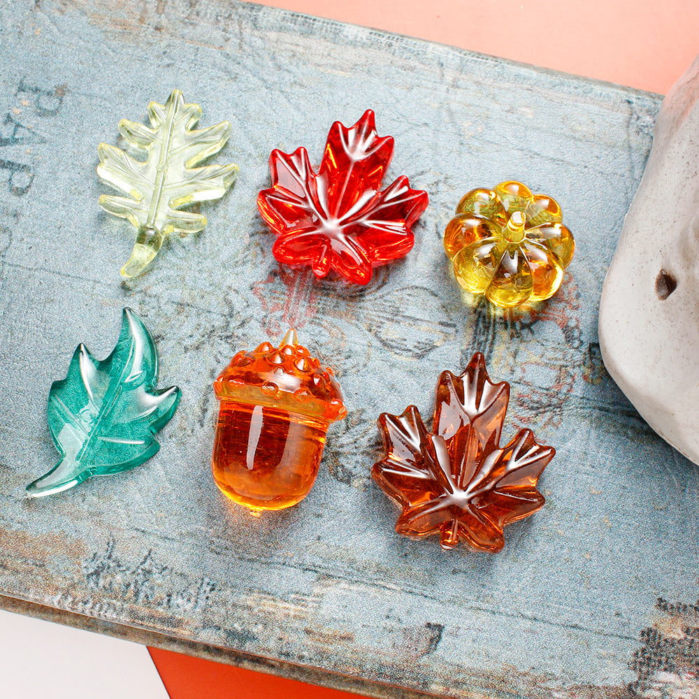 160g Resin Maple Leaf, Pumpkin & Hazelnut Decorative Set