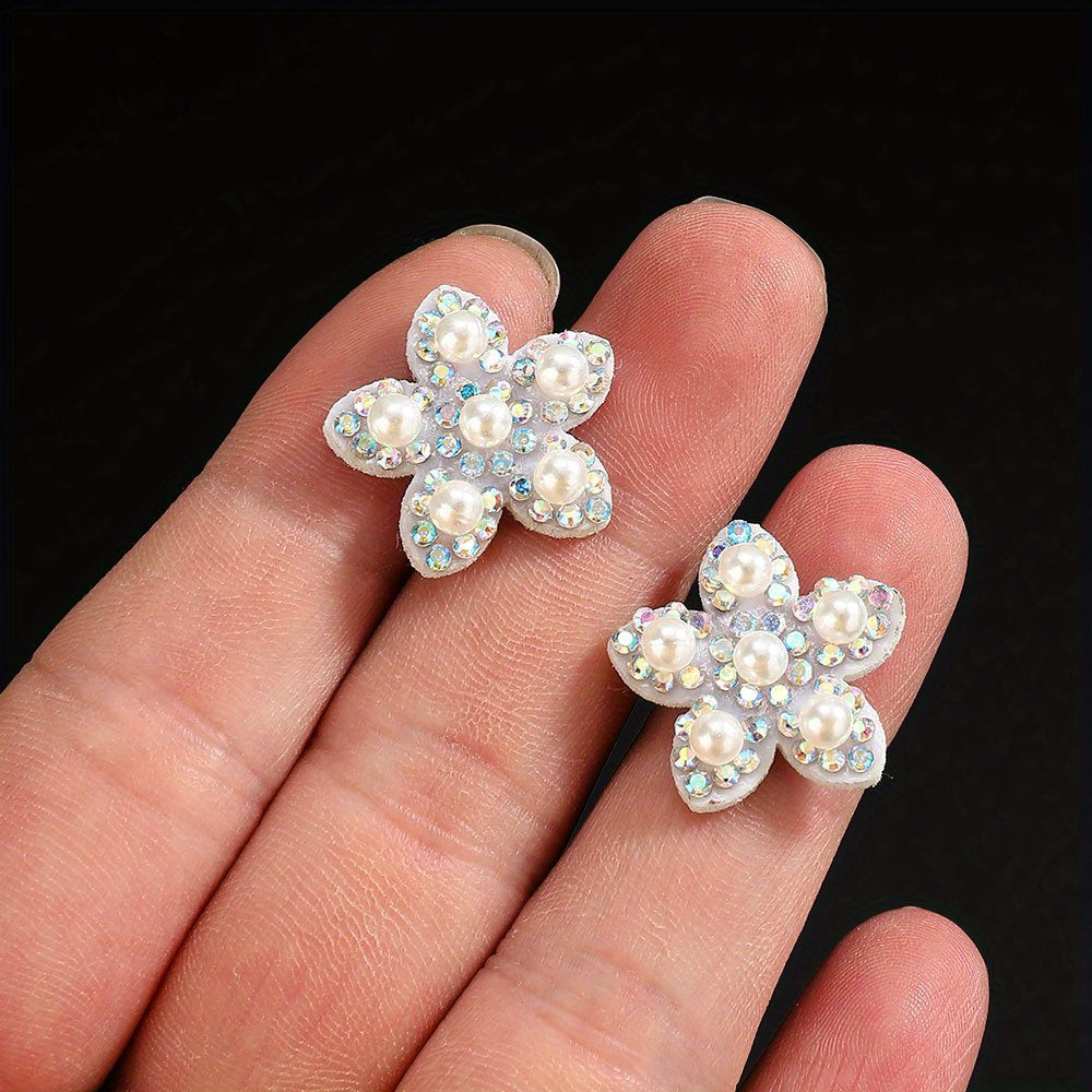 Pearl Rhinestone Flower Patches
