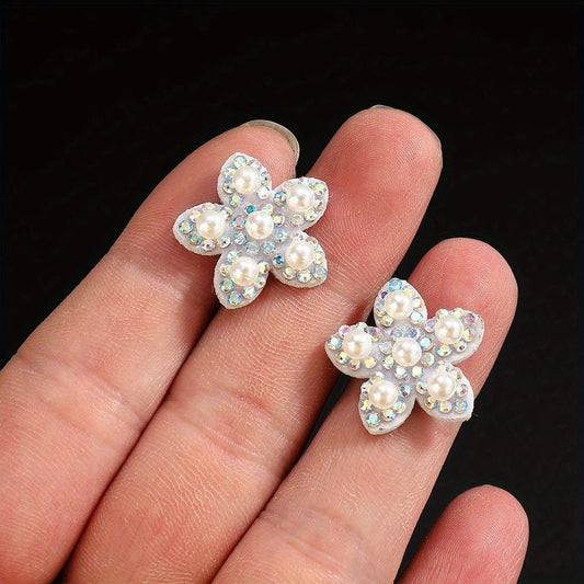 Pearl Rhinestone Flower Patches