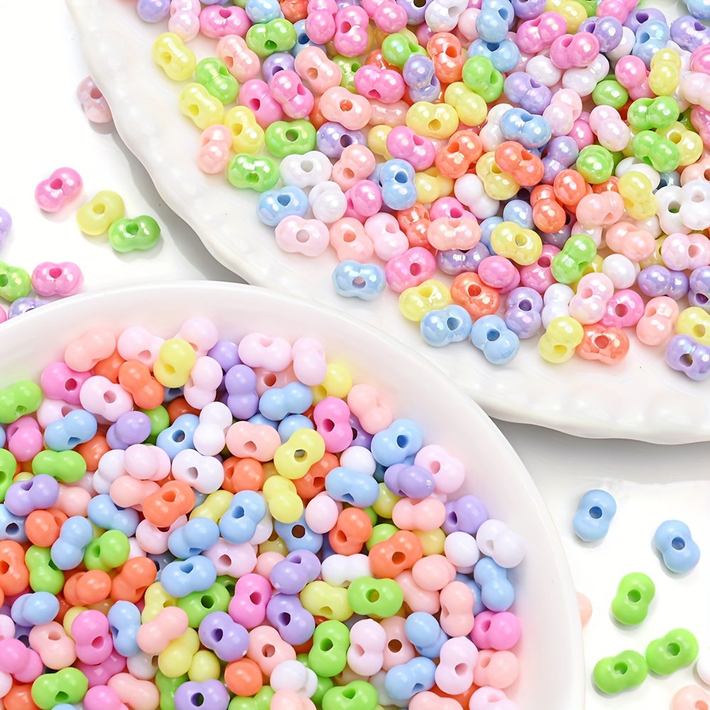 100/200PCS Multicolor Acrylic Peanut Bead Set