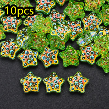 10pcs 18mm Vibrant Star Glass Beads